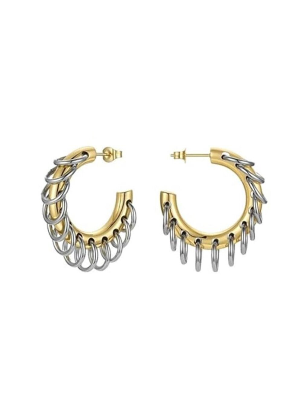 Chunky Gold Hoop Earrings Statement 18K Gold Plated C Hoop Earrings Stainless